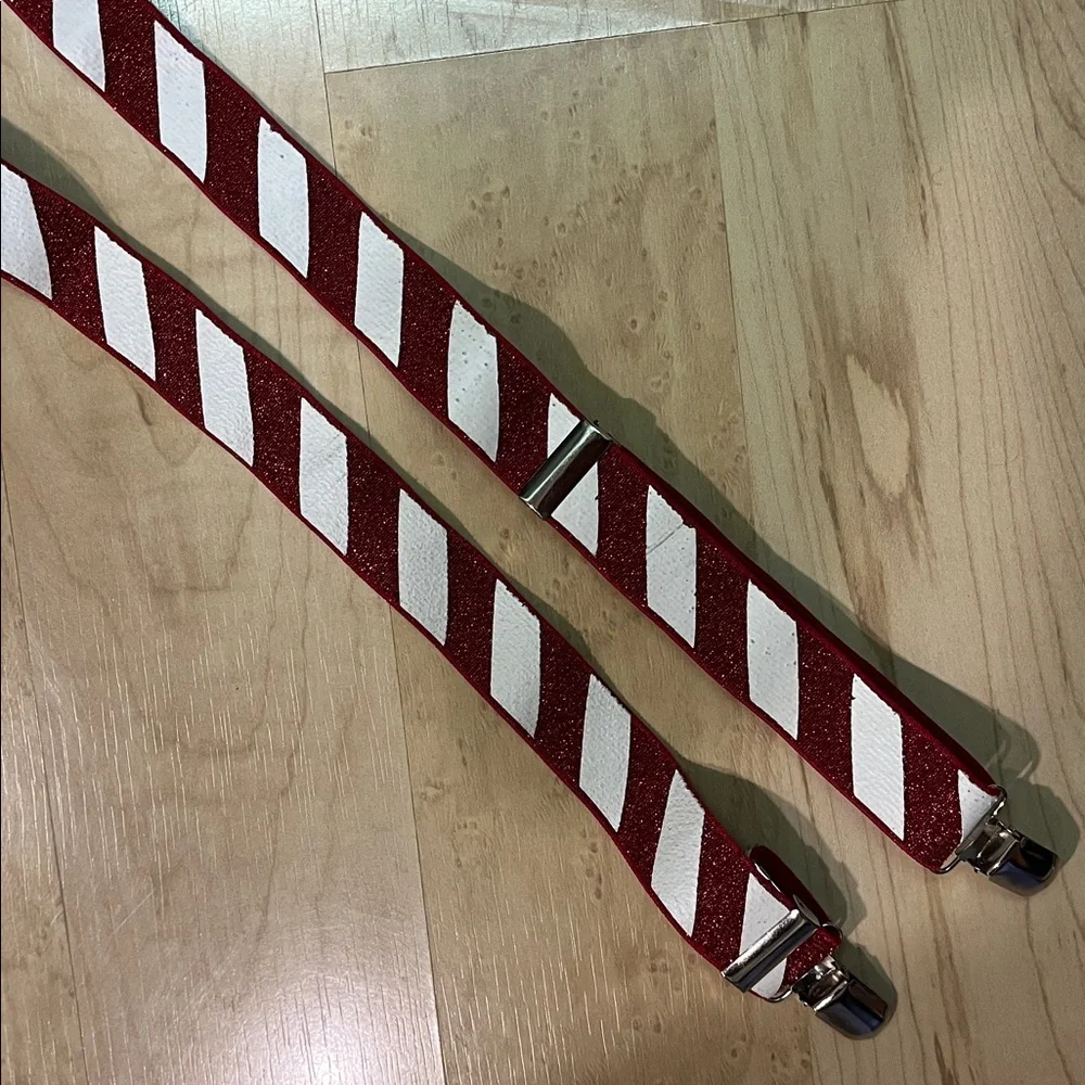 Red Candy Cane Striped Suspenders, pre-loved